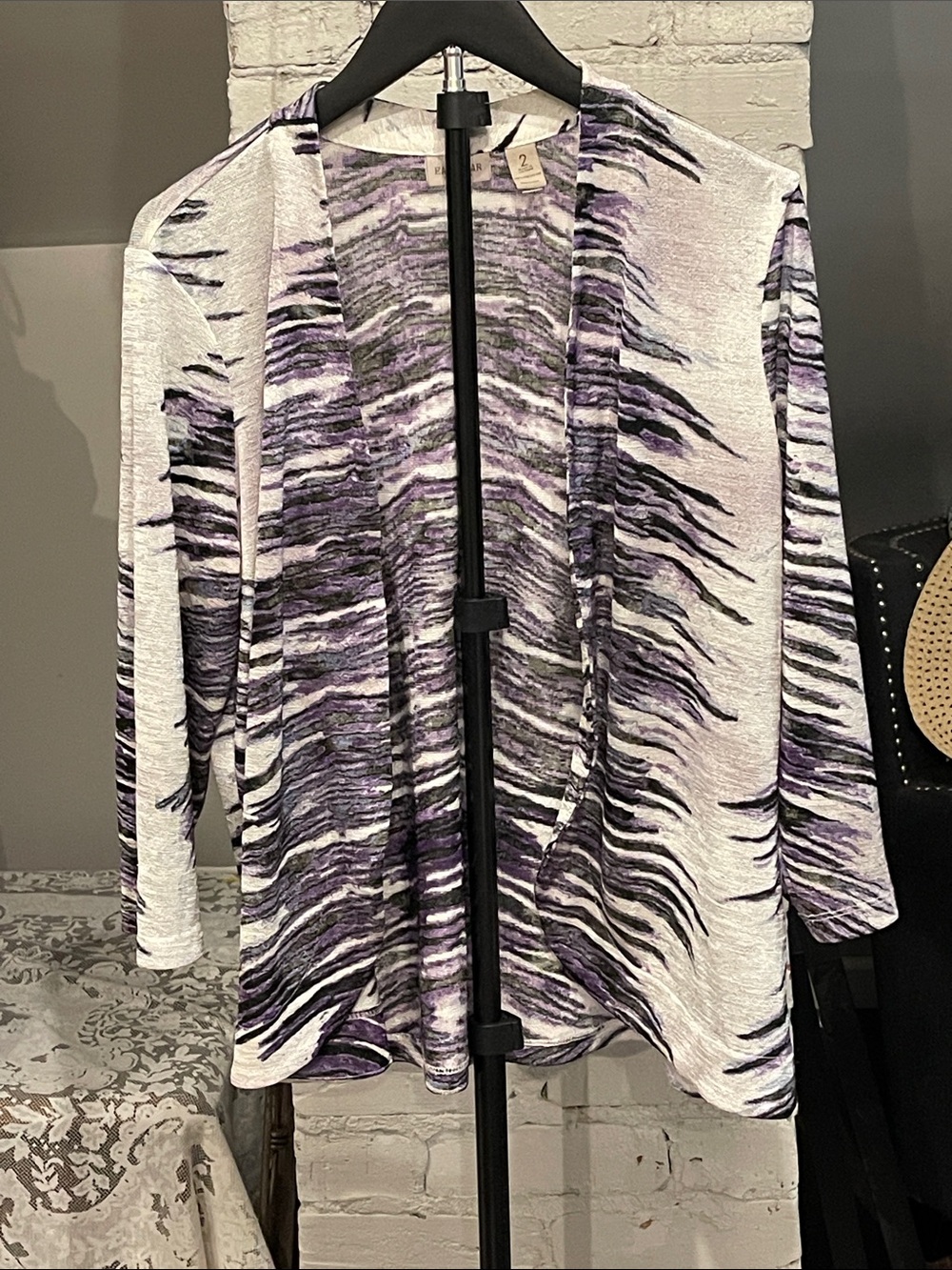 Chico's Easywear Purple and silver Knit open cardigan shrug